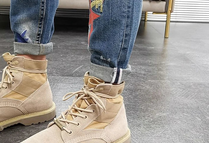 Graphic Men's Jeans Tapered Man Cowboy Pants Ripped with Print Torn Slim Fit Trousers Korean Fashion Retro Broken Harajuku Xs XL