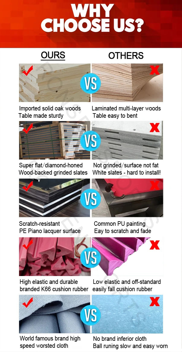 Superior quality luxury design 9ft 8ft 7ft size pool table billiards with free accessories kit and quality felt