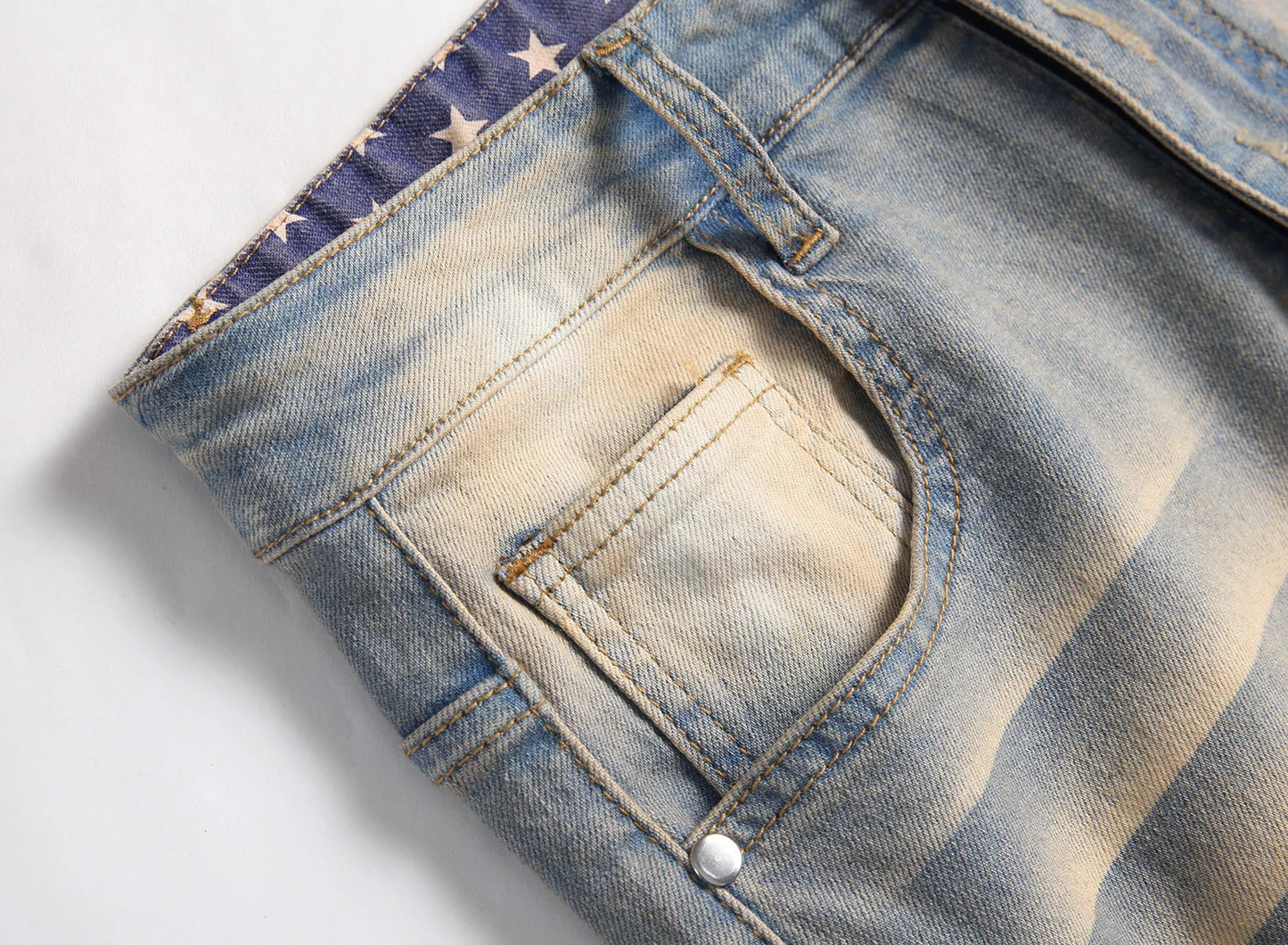 Kakan - New European and American Embroidered and Embroidered Long Jeans for Men's Wear, Retro Cuffed Fashion Stretch Jeans