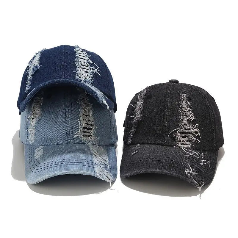 Holed Personality Baseball Caps Men And Women Vintage Washed Denim Sports Snapback Hats