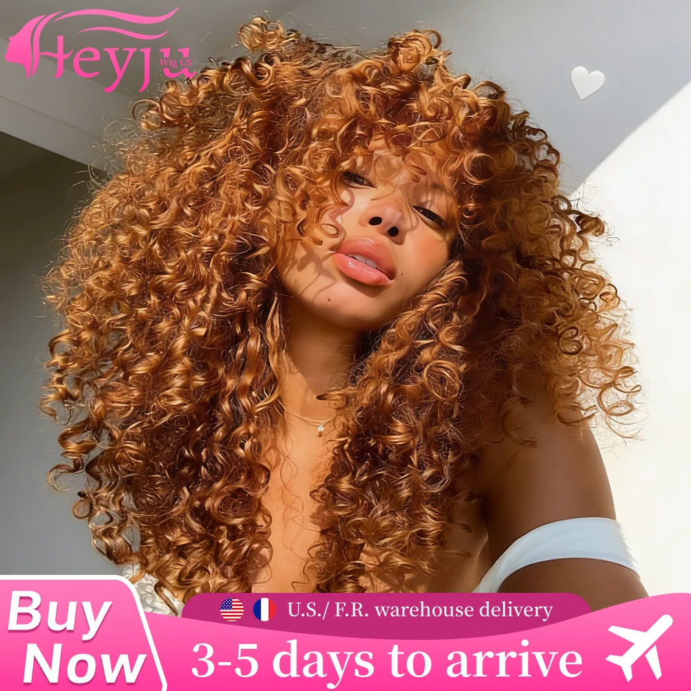 Heyju 250% Chocolate Brown Deep Wave Human Hair Wig Transparent Lace Frontal Wigs For Women 13x6 Lace Front Water Curly Wigs