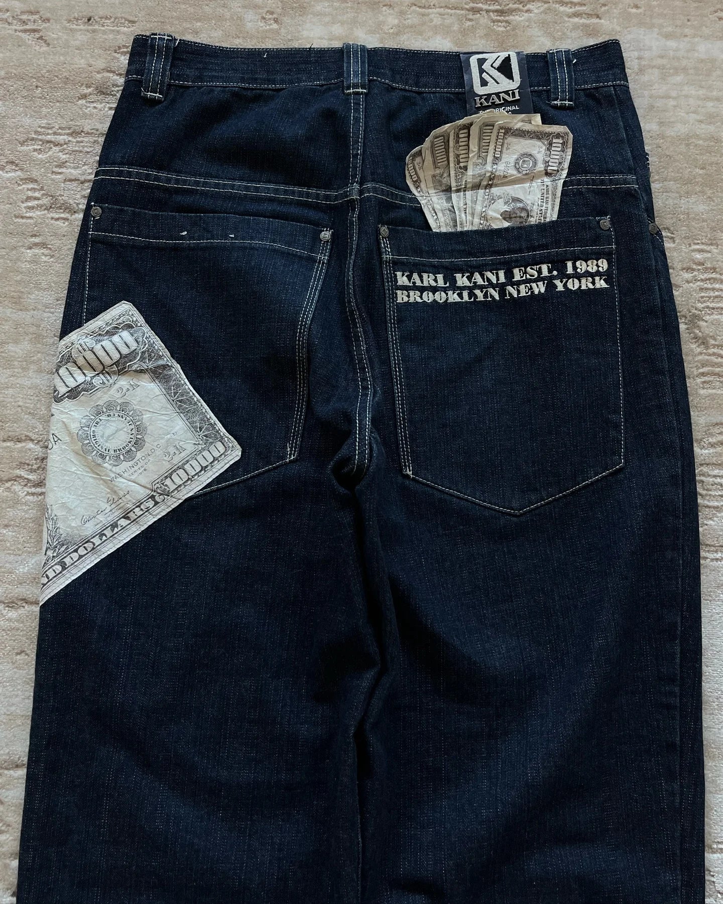 Money patches Streetwear High Waist Wide Trouser Black jean Streetwear Men Hip Hop Women Embroider Y2k Baggy Jeans