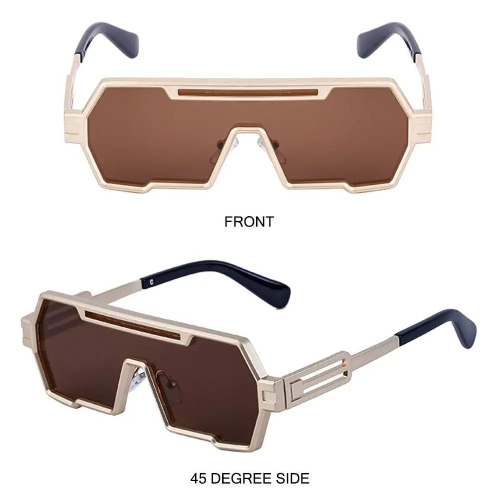 Metal Fashion Big Frame UV400 Protection Odd shape Sun Glasses for Men