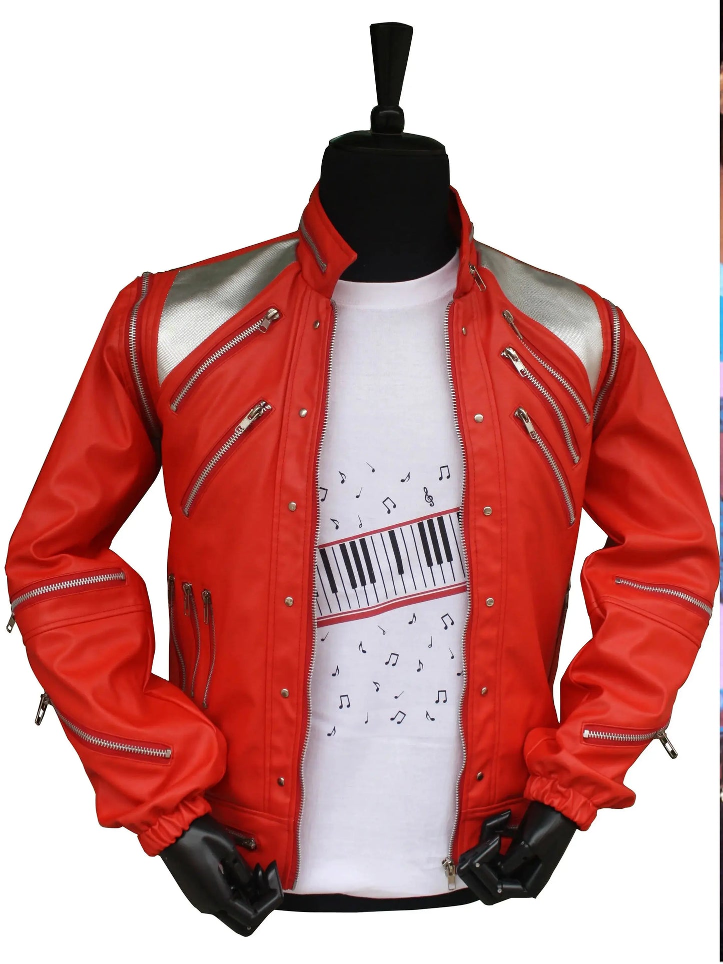 Red Zipper Michael Casual America Fashion Style Jacket Outwear Imitation