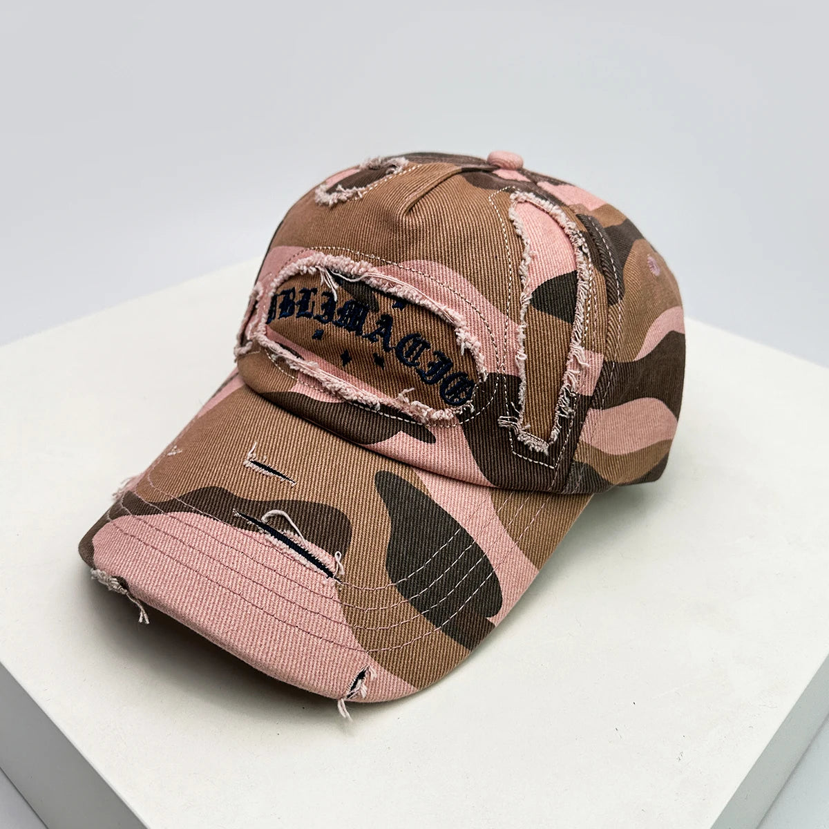 Unisex Broken Style Sanskrit Embroidery Baseball Hats Versatile American Sunshade Camouflage Peaked Caps