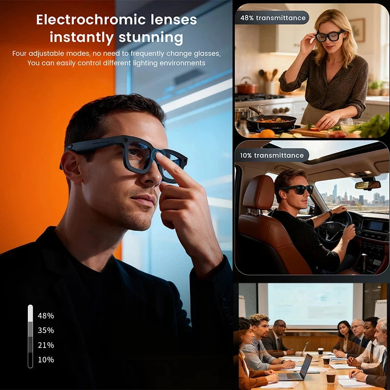 New AI SmartGlasses 800W HD Camera AI Translation Shooting Everything Recognition 4GB Storage 300mah SmartGlasses Men Women