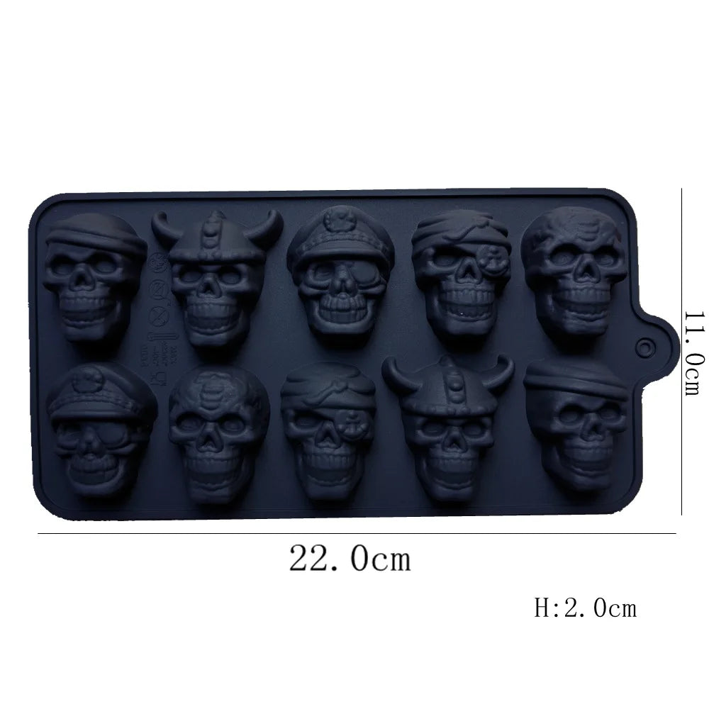 10 Grid Skull mold for Ice Cube, Chocolate Candy and Ice Cream