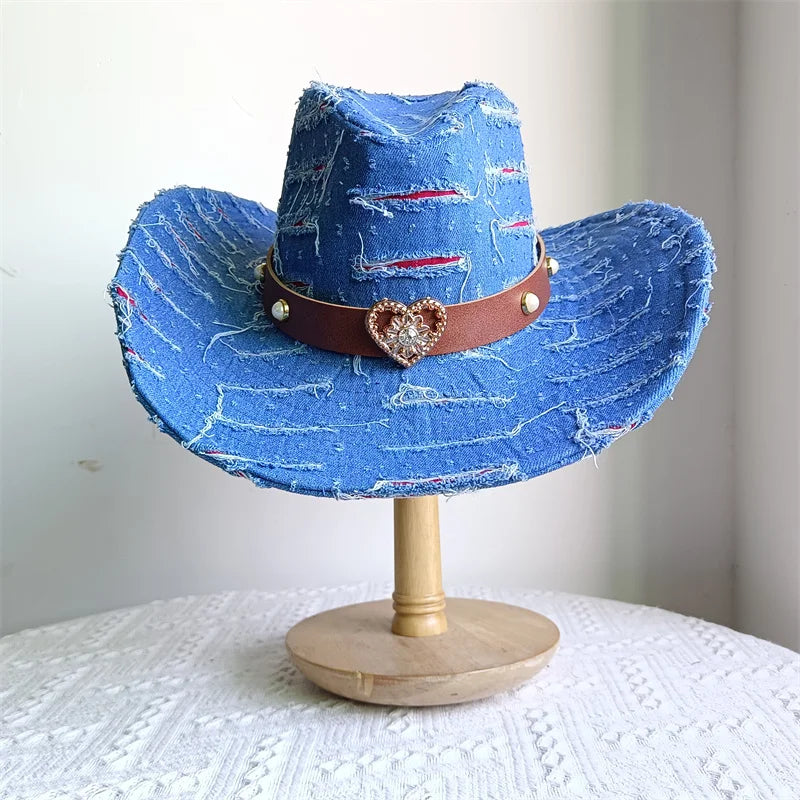 Western ethnic style cowboy hat tassel cowboy series fashion unisex jazz with heart shape decoration western cowboy hat