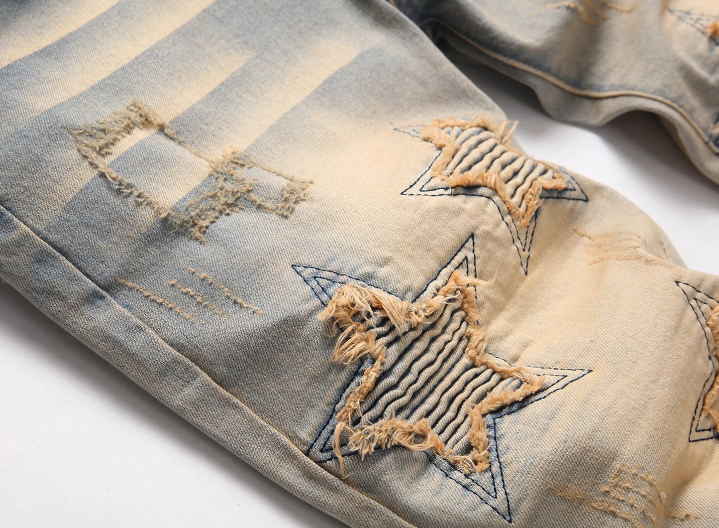 Kakan - New European and American Embroidered and Embroidered Long Jeans for Men's Wear, Retro Cuffed Fashion Stretch Jeans