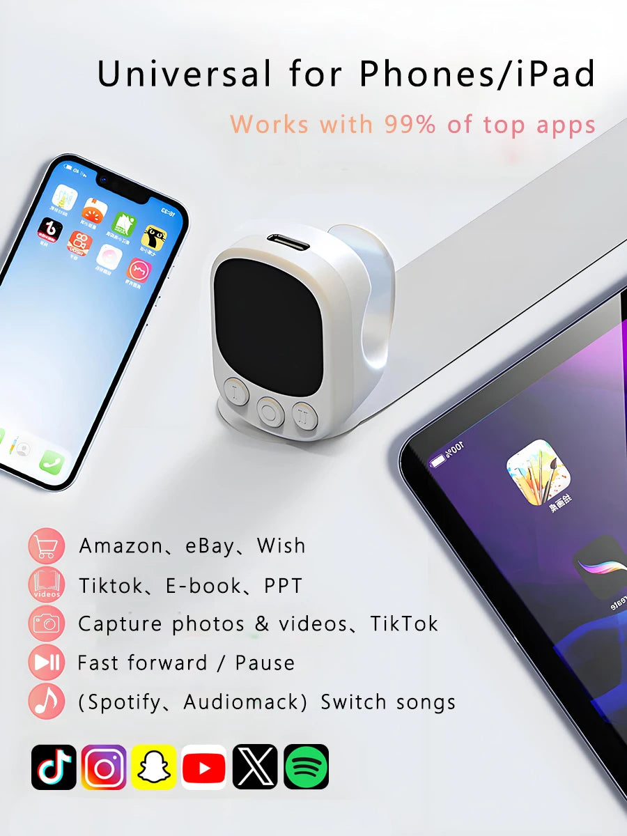 Tiktok Scrolling Ring Remote Control Touchpad Camera Shutter Mouse Ring for Short Video Control Compatible with iPhone iPad