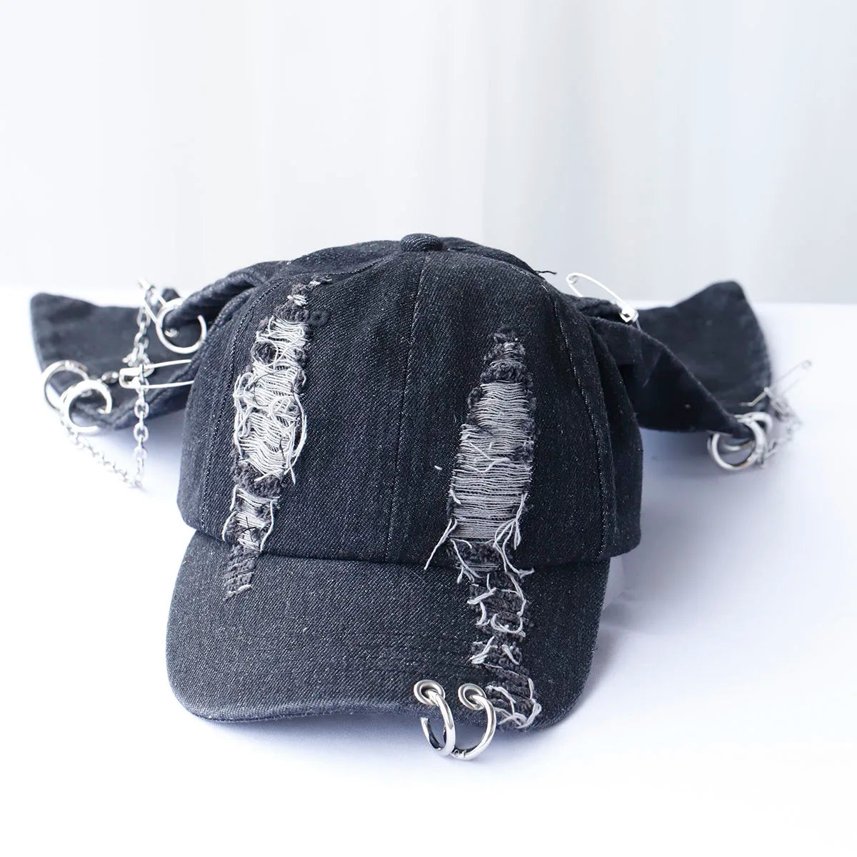 Hot Girl New Long Rabbit Ears Cowboy Baseball Hat Wash Graffiti HipHop Cap