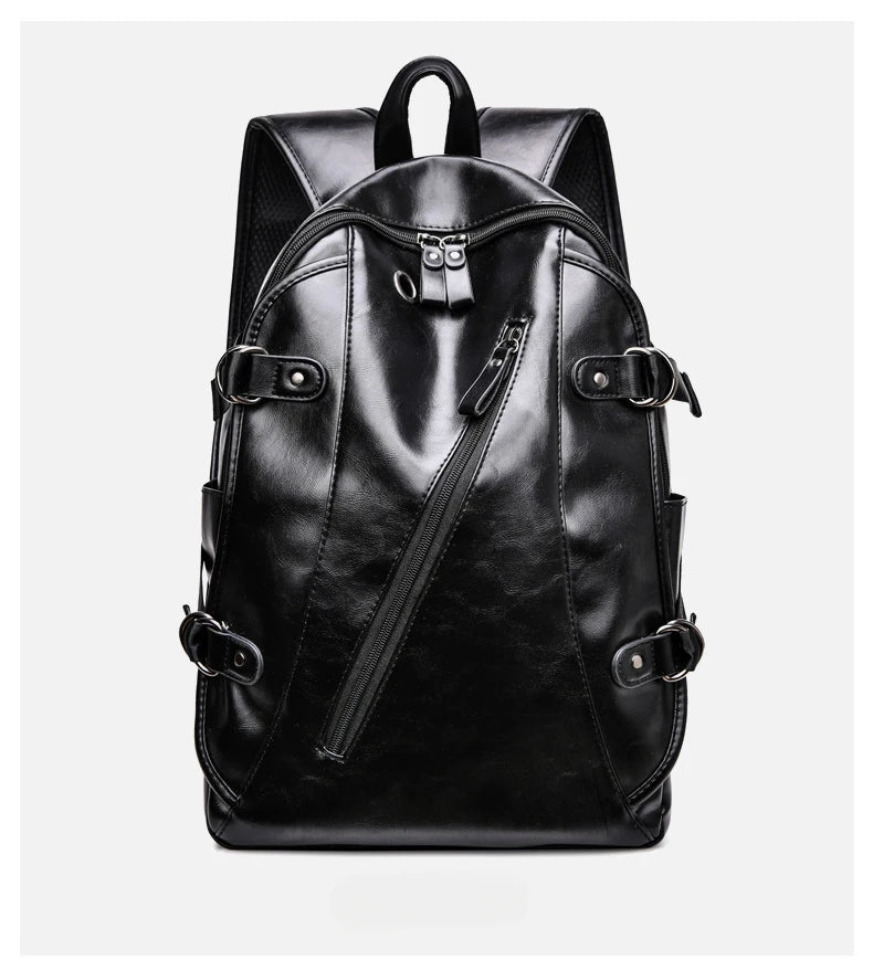 soft PU leather vintage casual backpack for men large capacity travel backpack male laptop shoulder bag waterproof work backpack