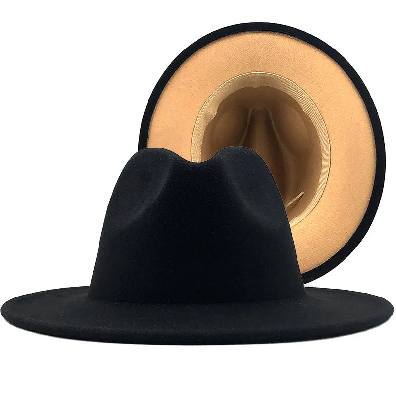 Unisex Two Tone Wide Brim Fedora Hats Women Vintage Western Cowboy Hat Classic Men British Style Jazz Cap Fashion Panama Caps