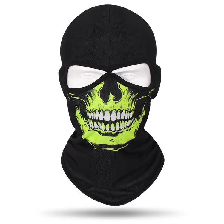 Outdoor Men Women Cycling Mask 3D Skull Bandana Balaclava Windproof Motorcycle Riding Full Face Cover 2 Holes Neck Face Shield