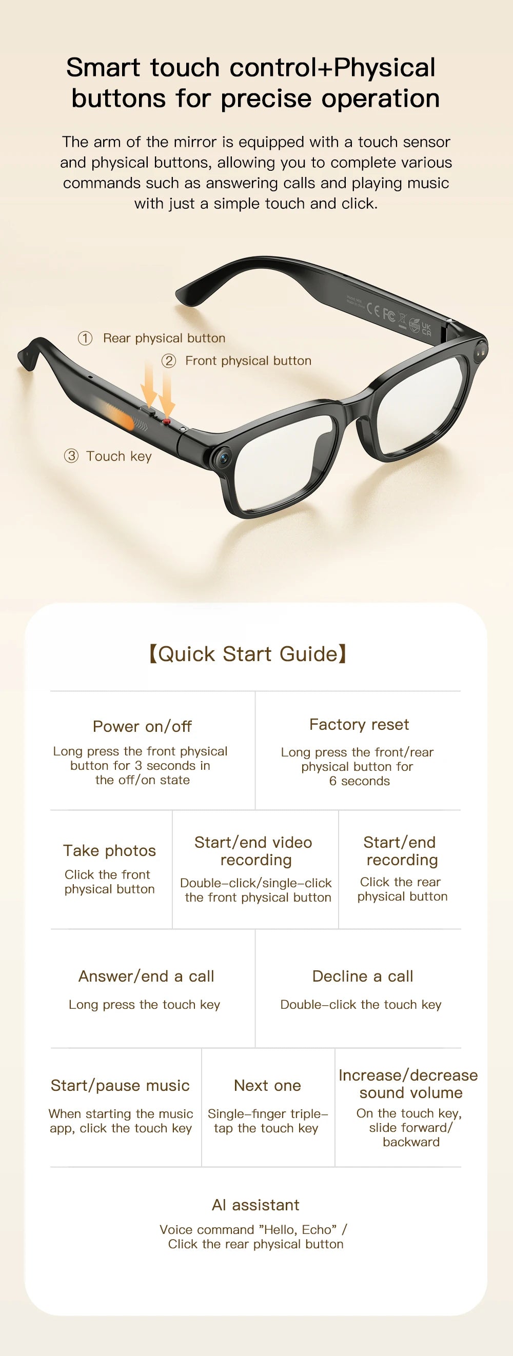 Smart AI Translation Smart Glasses 800W HD Camera 1080P Video WIFI transmission Bluetooth Call