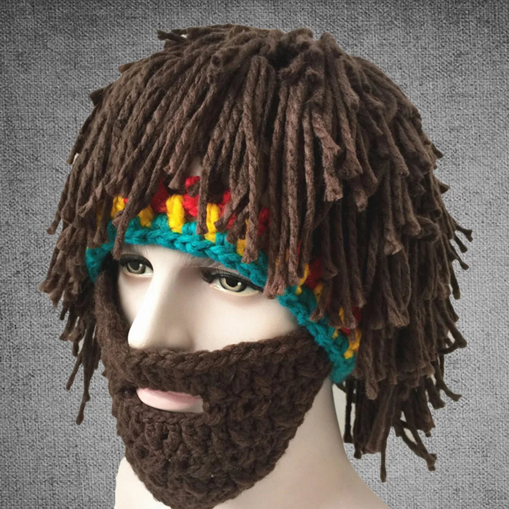 Beard Hats Knitted Wool Cap For Warm Winter Style Halloween Party Cosplay Gift Mask Beanies Handmade Crochet Headwear