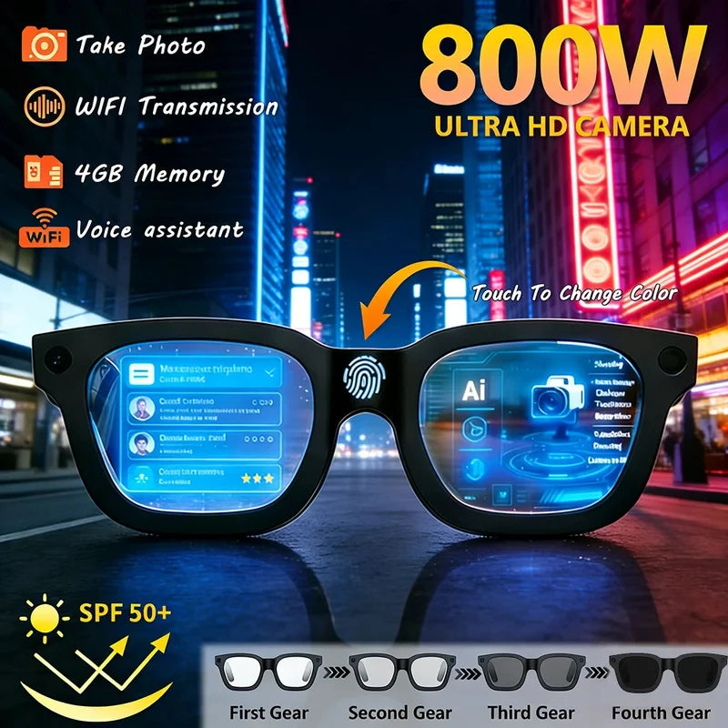 New AI SmartGlasses 800W HD Camera AI Translation Shooting Everything Recognition 4GB Storage 300mah SmartGlasses Men Women