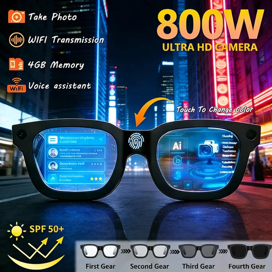 New AI SmartGlasses 800W HD Camera AI Translation Shooting Everything Recognition 4GB Storage 300mah SmartGlasses Men Women