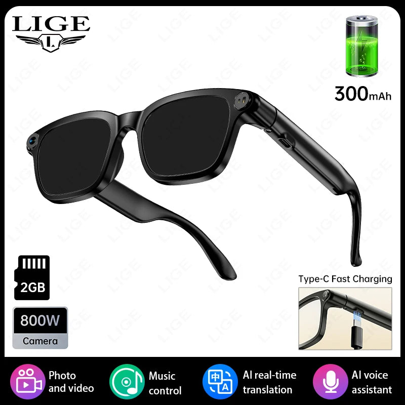 Smart AI Translation Smart Glasses 800W HD Camera 1080P Video WIFI transmission Bluetooth Call