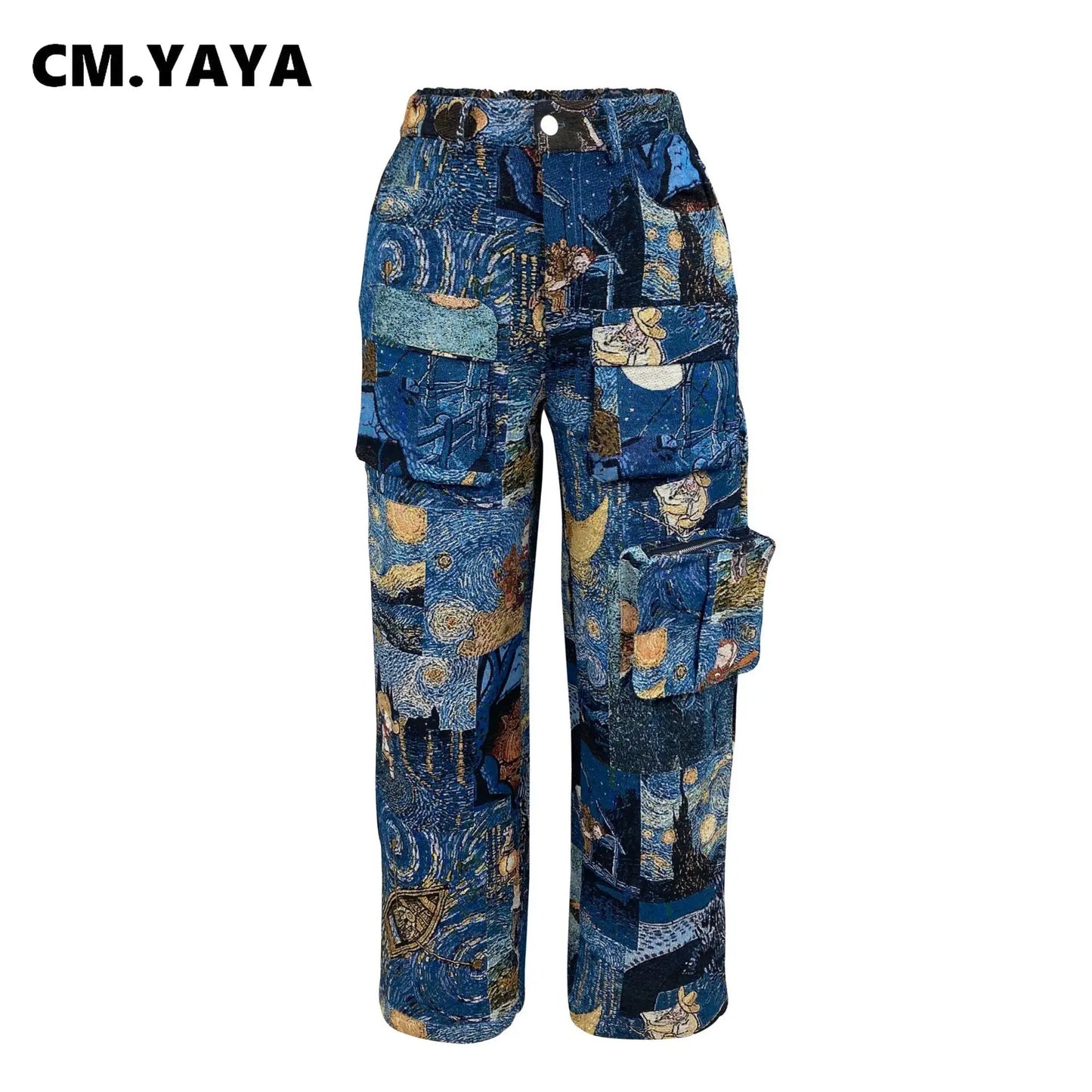 YAYA Vintage Wide Leg Jogger Pants Streetwear Cargo Active HipHop Sweatpants