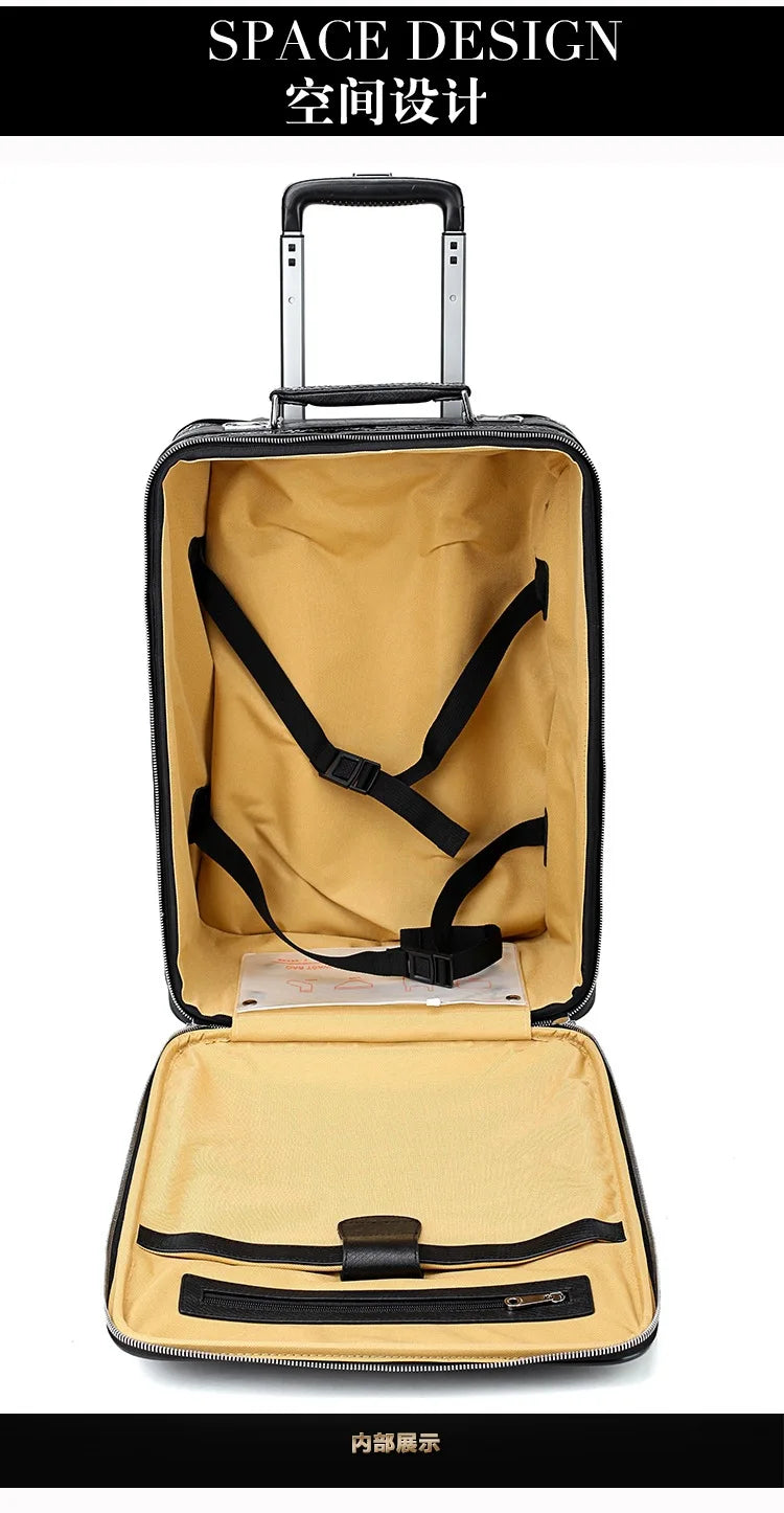 Genuine Leather crocodile pattern travel luggage with handbag backpack men's first layer cowhide trolley suitcase boarding case