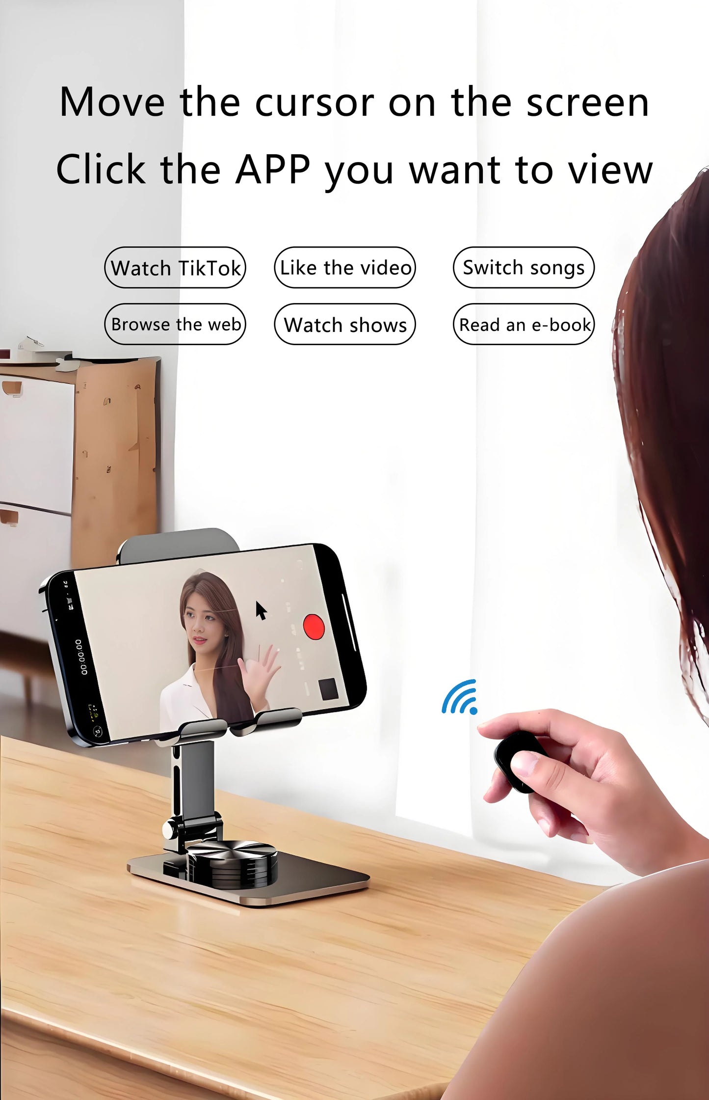 Tiktok Scrolling Ring Remote Control Touchpad Camera Shutter Mouse Ring for Short Video Control Compatible with iPhone iPad