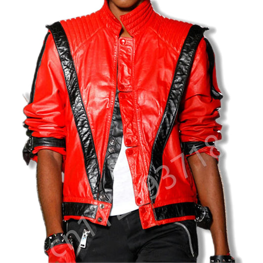 Michael Jackson Thriller Red Leather Jacket for Women/ men
