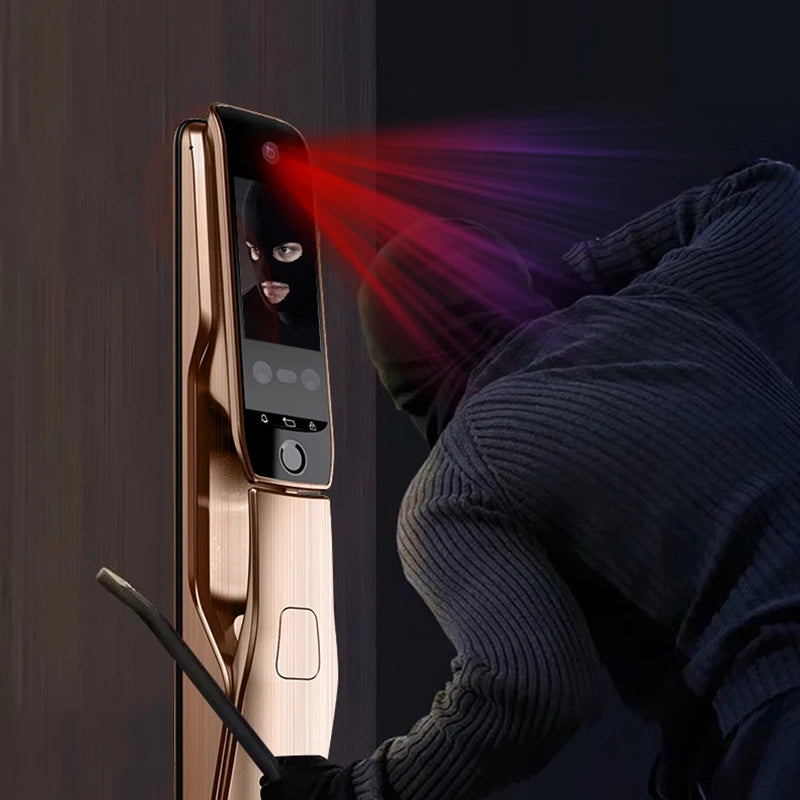Wifi Fingerprint Smart Door Lock 3D Face Recognition Electronic Password Home Security Alarm Sensor Door Lock