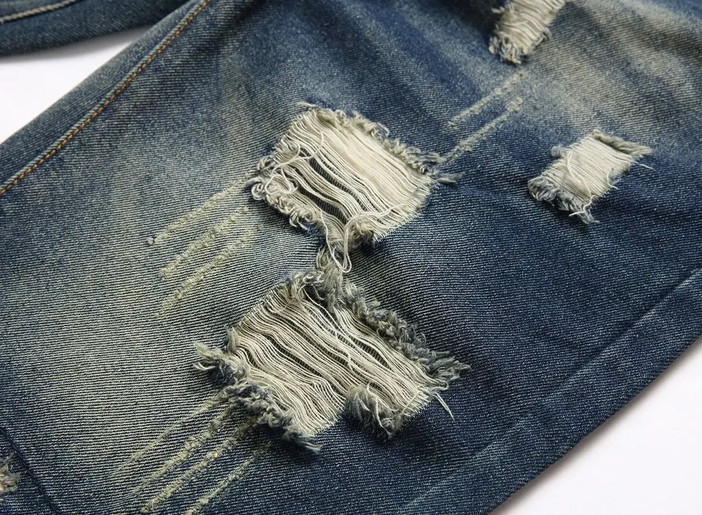 Men Denim Shorts Casual Fashion Street Wear Ripped Hole Patches Distressed Male Straight Jeans Shorts