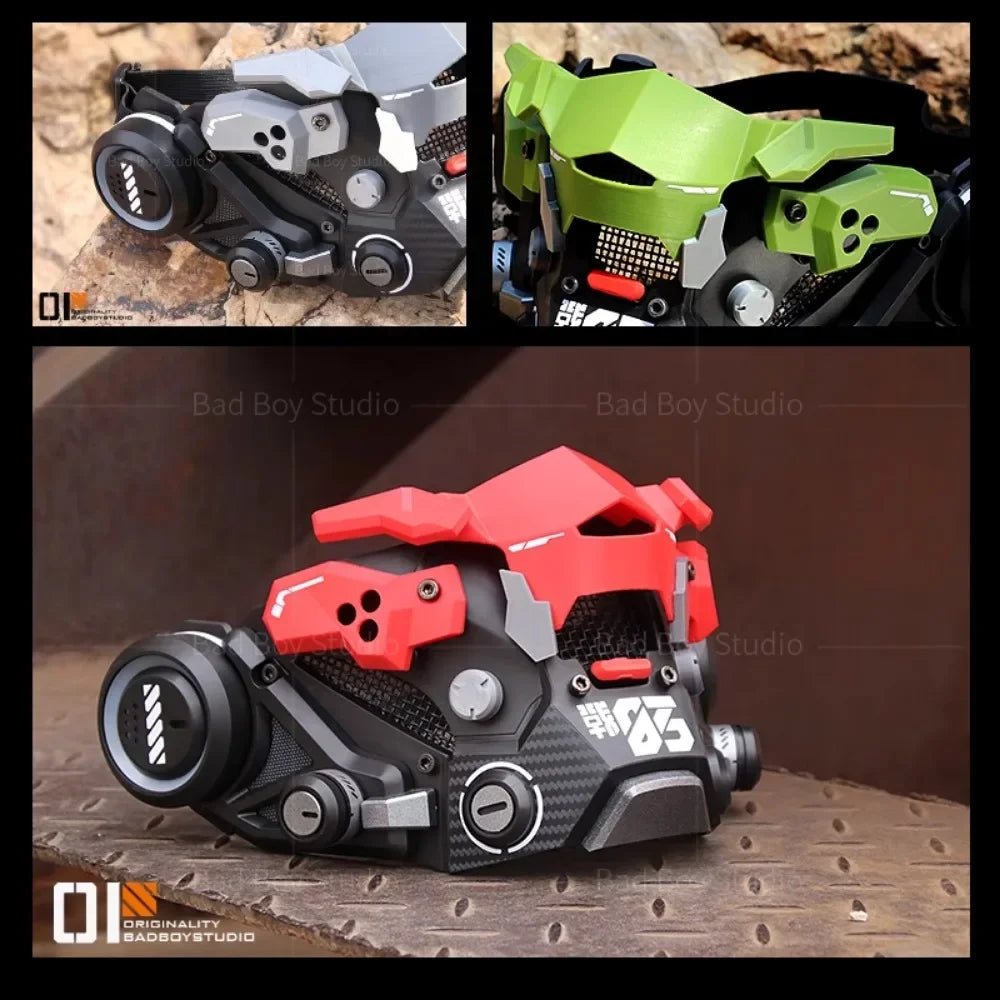 Cyber Role Punk Mask Sci-fi Mecha Machine Can Half Face Mask Cos Battle Cosplay Anime Props Halloween Costumes for Men Man