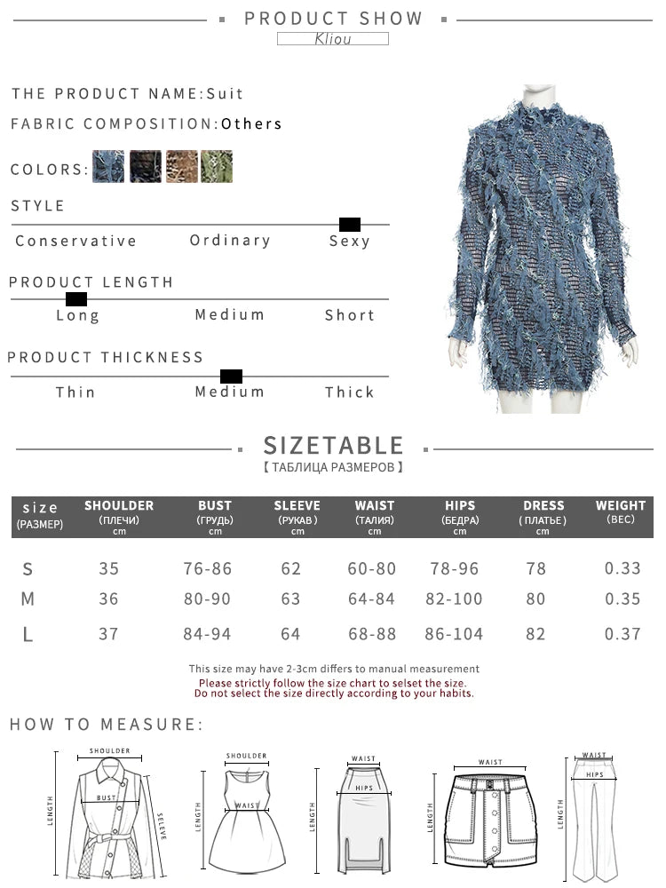 kliou Ruched Patchwork Mini Dress Women Striped Stacked Autumn Full Sleeve Crew Neck Holes Chic Bodycon Female Trend Streetwear