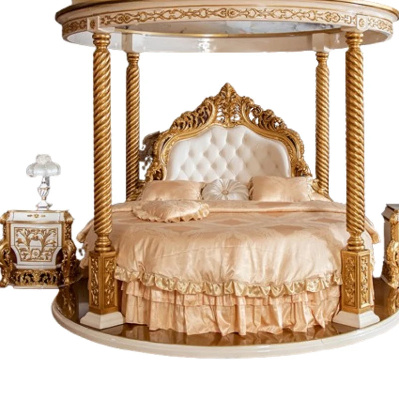 European Luxury Round Bed Design Aesthetics Romantic Comfortable Bed Castle King Size Muebles elegant