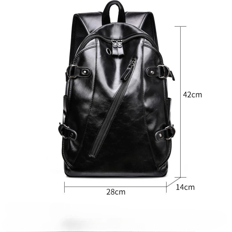 soft PU leather vintage casual backpack for men large capacity travel backpack male laptop shoulder bag waterproof work backpack
