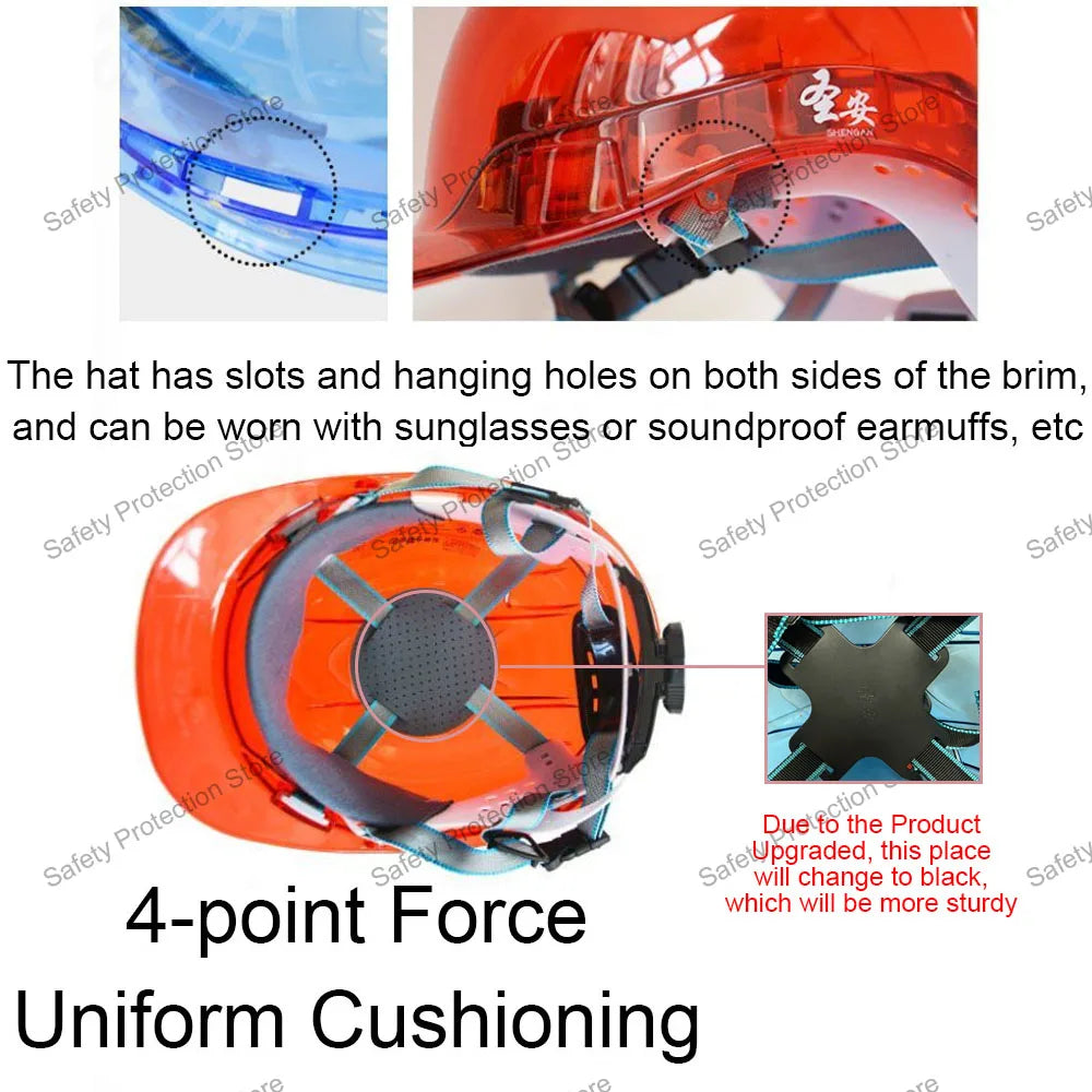 Construction Safety Helmet Worker Climbing Protective Transparent Vented Hard Hat Outdoor Workplace Head Protection Helmet