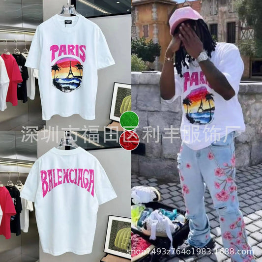 Men Jeans Print Straight Pants Men Denim Jean Button Pockets Pants Streetwear High Street Mid Waist Hole Spliced Spring Summer