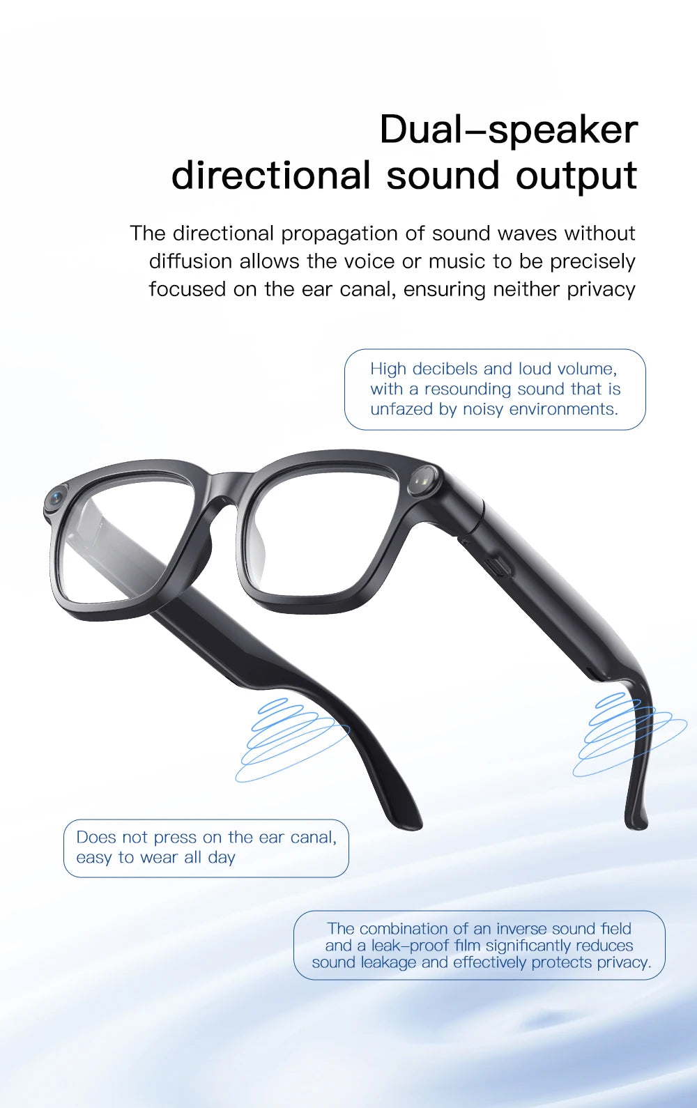 Smart AI Translation Smart Glasses 800W HD Camera 1080P Video WIFI transmission Bluetooth Call