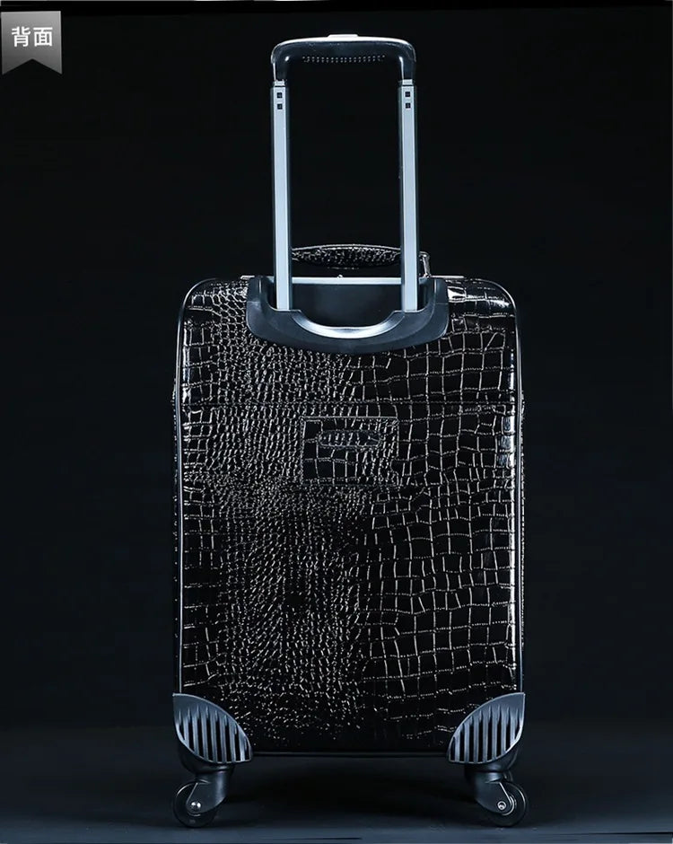 Genuine Leather crocodile pattern travel luggage with handbag backpack men's first layer cowhide trolley suitcase boarding case