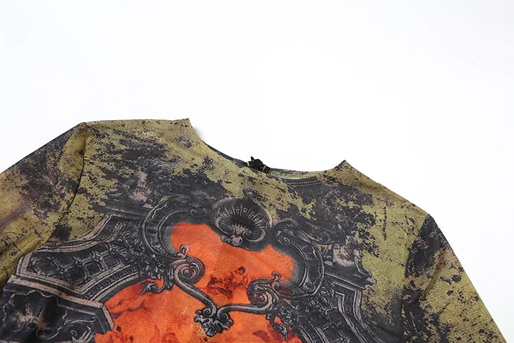 Weird Puss Sexy Fitness Jumpsuit Women Tie-Dye Print o-Neck Full Sleeve Skinny Streetwear Autumn Zip Slim Stretch Tight Overalls