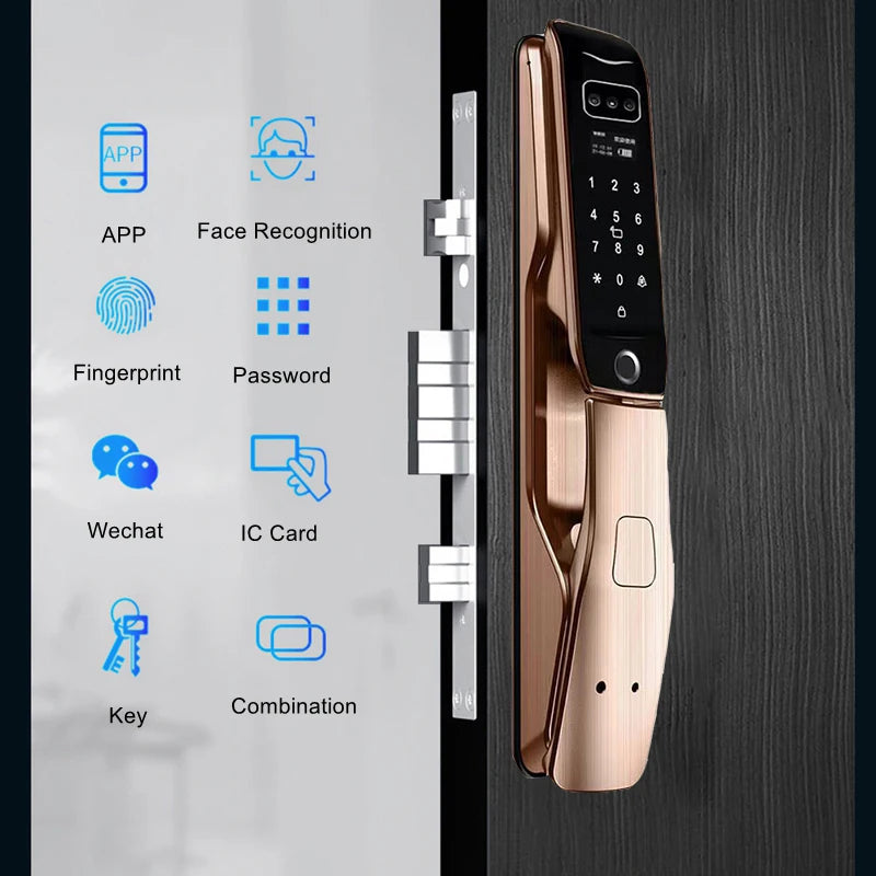 Wifi Fingerprint Smart Door Lock 3D Face Recognition Electronic Password Home Security Alarm Sensor Door Lock