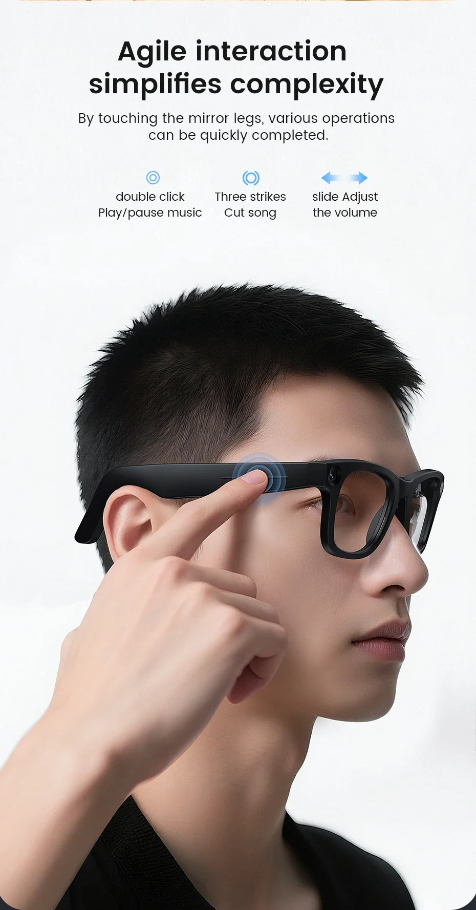 New AI SmartGlasses 800W HD Camera AI Translation Shooting Everything Recognition 4GB Storage 300mah SmartGlasses Men Women
