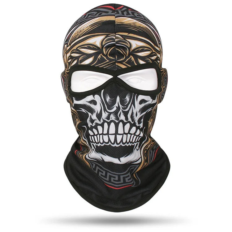 Outdoor Men Women Cycling Mask 3D Skull Bandana Balaclava Windproof Motorcycle Riding Full Face Cover 2 Holes Neck Face Shield