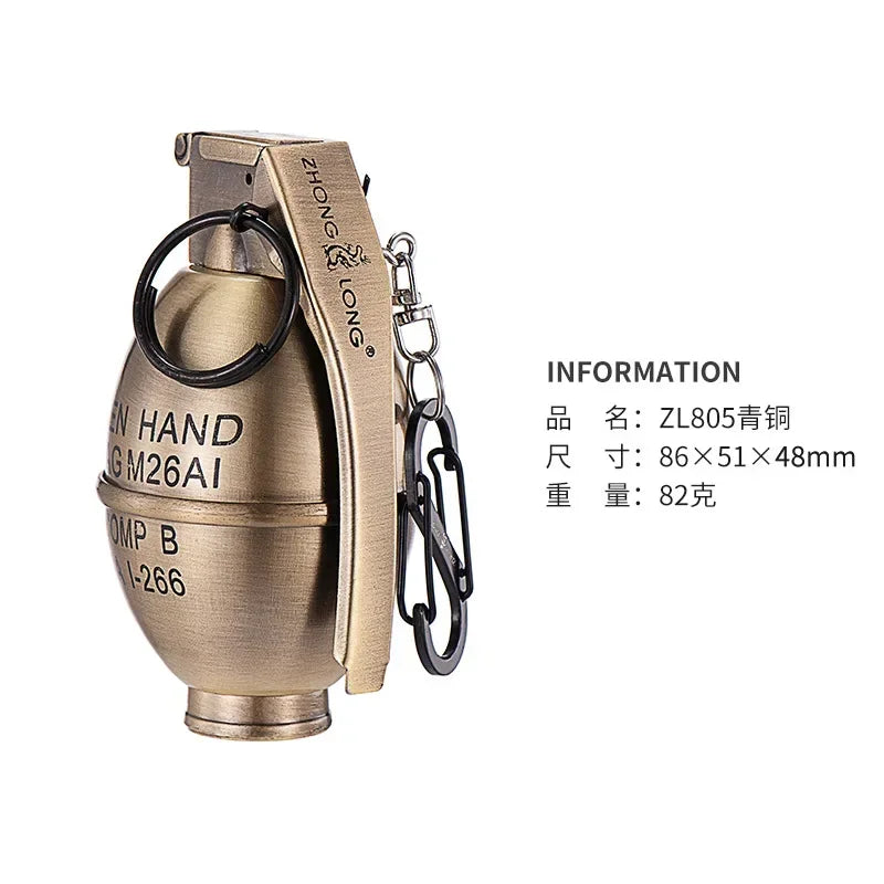 Grenade Design Windproof Jet Flame Butane Gas Lighter Outdoor Keychain Personalized Ornament Lighters Smoking