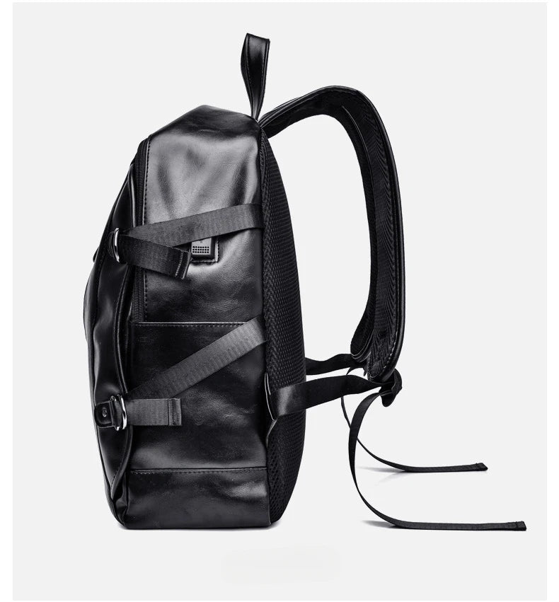 soft PU leather vintage casual backpack for men large capacity travel backpack male laptop shoulder bag waterproof work backpack