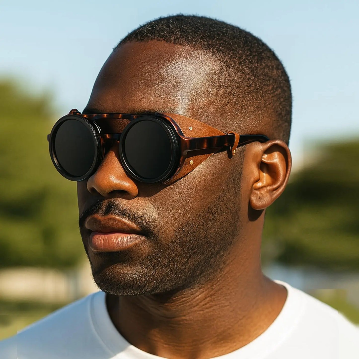 ND9 adjustable dimming sunglasses Retro Punk round men's outdoor fishing UV400 polarized driving sunglasses