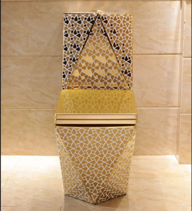 High Quality Bathroom Commode Ceramic One Piece Gold Toilet