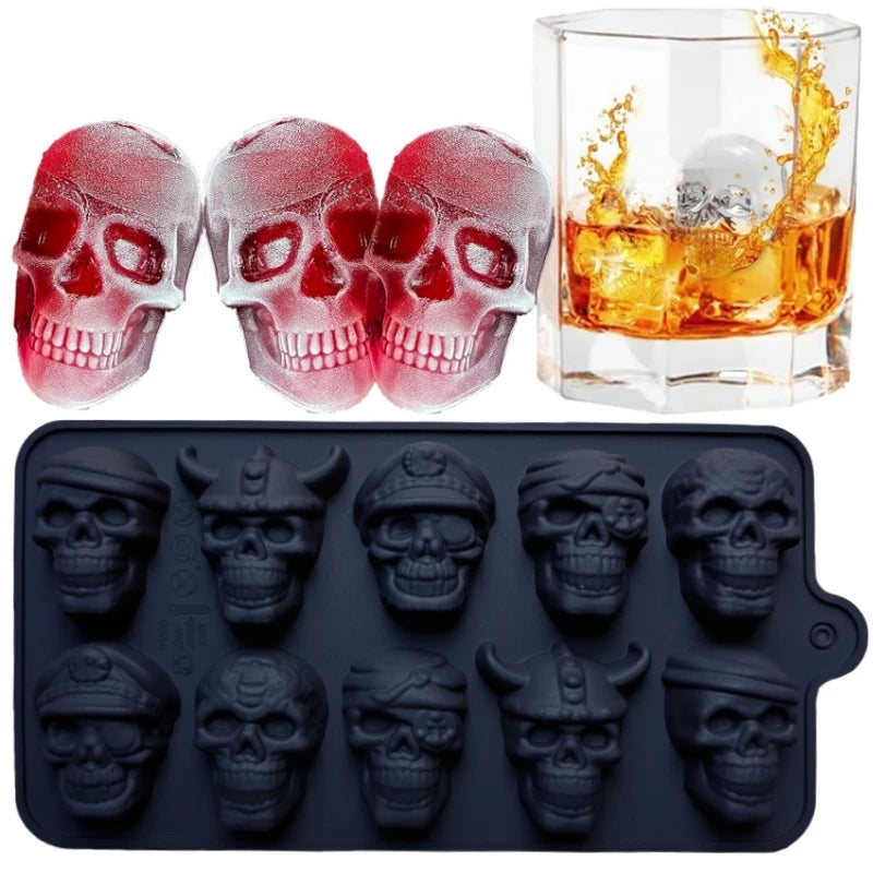 10 Grid Skull mold for Ice Cube, Chocolate Candy and Ice Cream