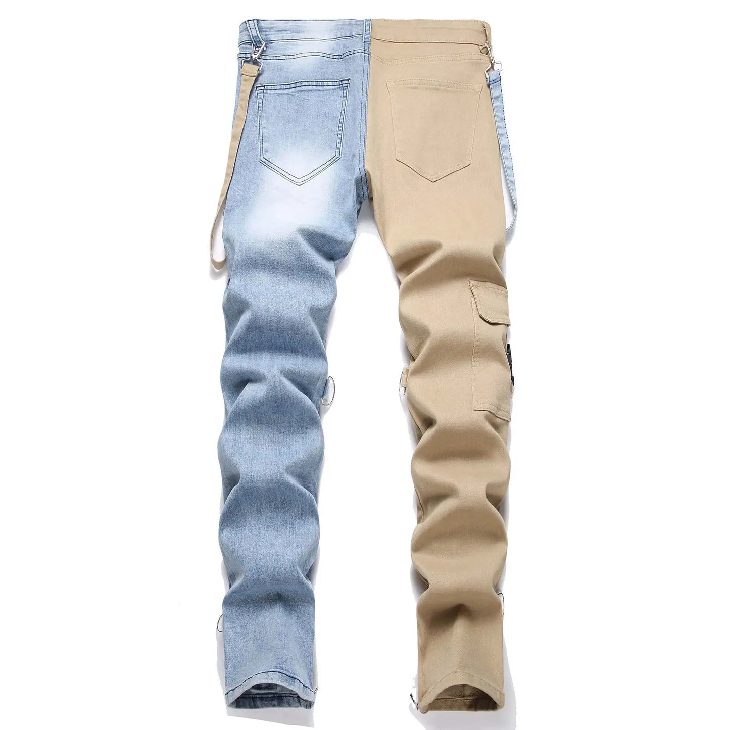 Denim Pencil Pants Pockets Splice Zipper Slim Fit Waist Regular Casual Straight legs