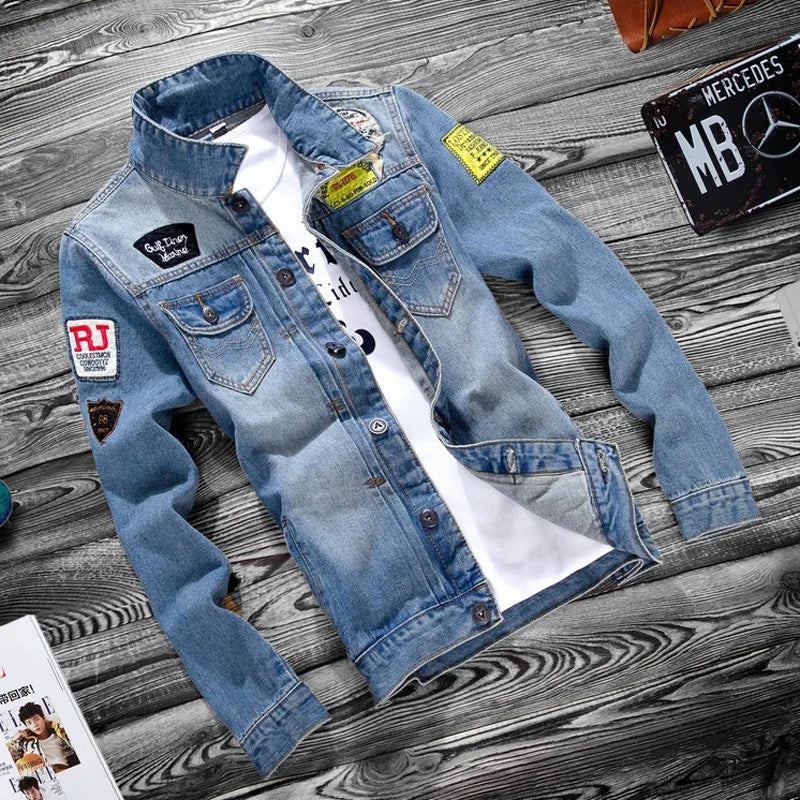 Luxury Mens Denim Jackets Fashion Hole Jeans Jacket Mens Cotton Outwear Jackets Coat Long Sleeve Male Clothing Size 3XL 50