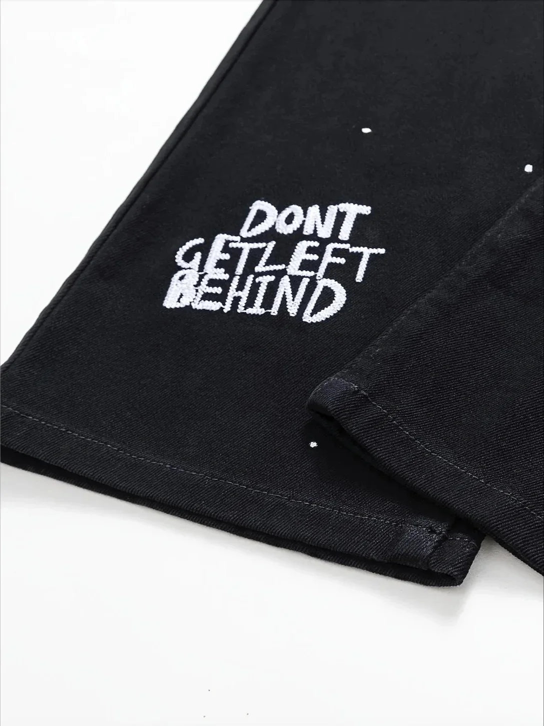 European and American new vintage pocket printed black jeans for men