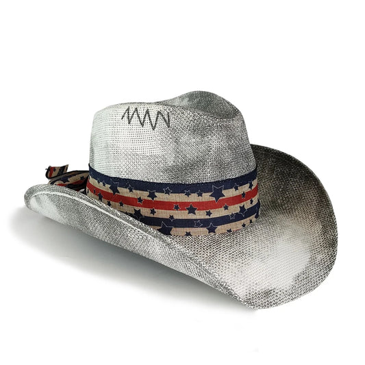 2025 Pentagram Retro Straw Hat for Women Men Curled Edge Vintage Western Cowboy Hat Summer Beach Sun Hat Sombrero Hombre